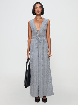Pokey Maxi Dress Black  White Stripe