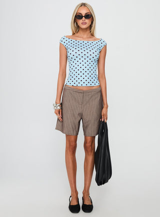 Cheirosa Off Shoulder Top Blue  Brown