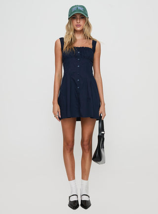 Wait For You Mini Dress Navy