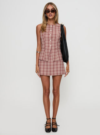 Theodosia Top Red Check