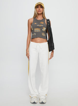 Elation Low Rise Straight Leg Track Pant White