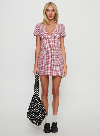Loveliness Playsuit Red Check Tall