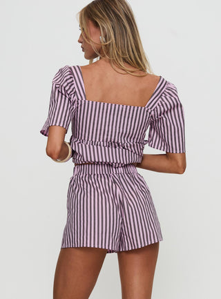 Two Young Hearts Tie Up Set Pink  Brown Stripe