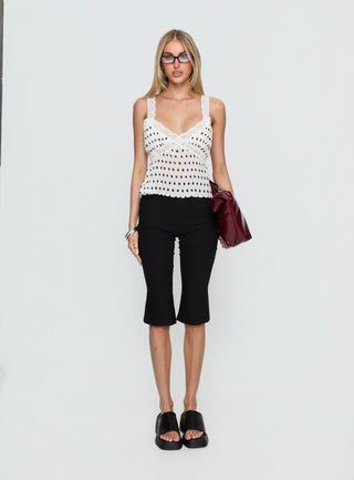 Raydon Lace Trim Cami Top White  Black Polka