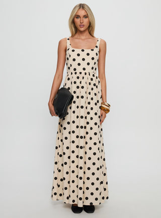 Cartmel Maxi Dress Cream  Polka Dot
