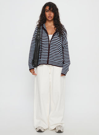 Brienna Zip Jacket Burgundy  Blue Stripe