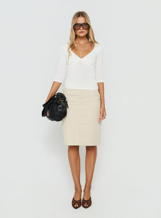 Back To Friends V Neck 3/4 Sleeve Top White