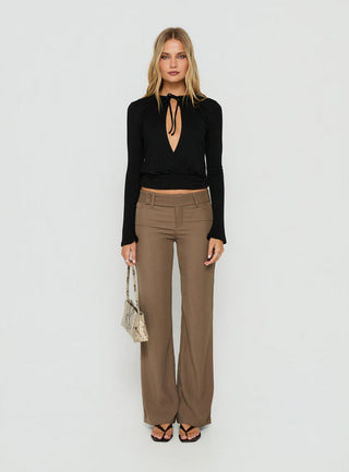 Jordanna Belted Straight Pants Brown