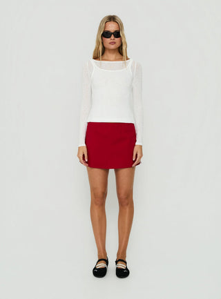 Theaya Sheer Layered Long Sleeve Top White
