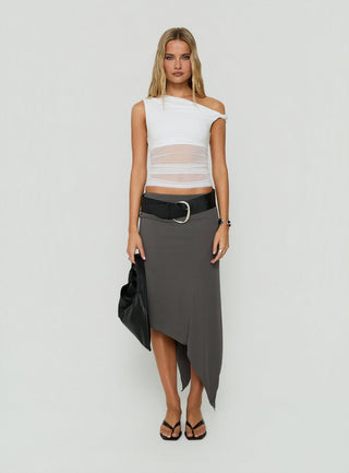 Aviza Asymmetrical Midi Skirt Grey