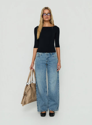 Serenitia Mid Rise Relaxed Jeans Bright Blue