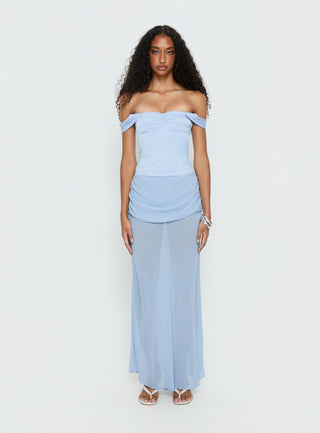 Angiola Corset Off Shoulder Maxi Dress Blue