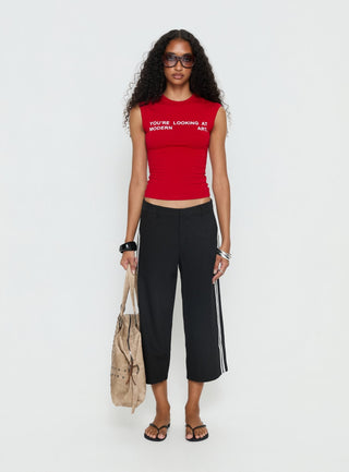 Modern Art Graphic Baby Tee Red