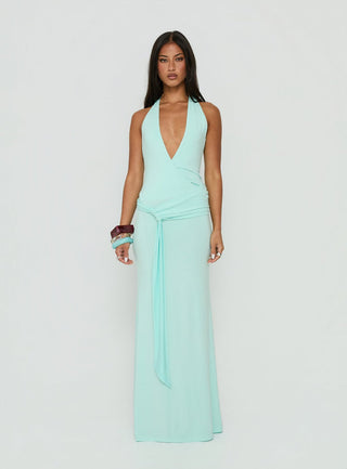 So Major Draped A-Line Maxi Dress Blue