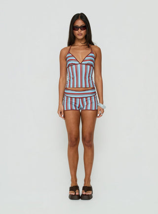 Makira Shorts Brown / Blue Stripe