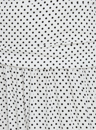 Millen Gathered Waist Halter Maxi Dress White Polka Dot