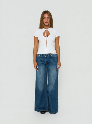 Purest Bliss Keyhole Knit Top White