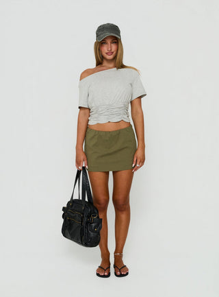 Delmira Off Shoulder Cinched Top Grey Marle