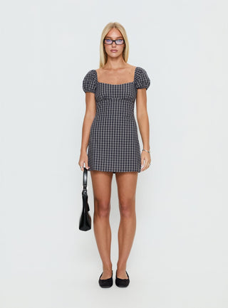 Sorynna Short Sleeve Playsuit Navy Check