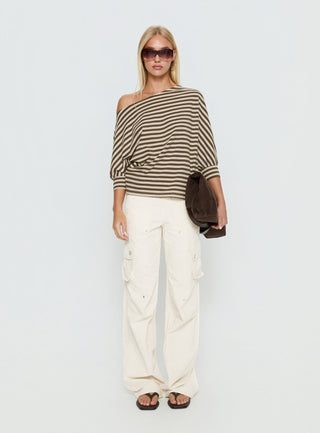 Keyes 34 Sleeve Off Shoulder Top Multi Stripe