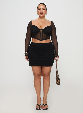 Karley Low Waist Mini Skirt Black Curve