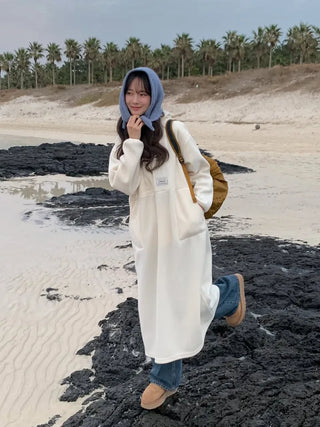 (3 colors) Anorak Hooded Fleece Dress
