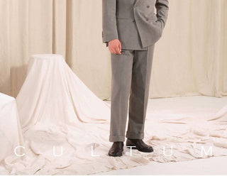 [CULTUM] Herringbone Brushed Pleated Trousers