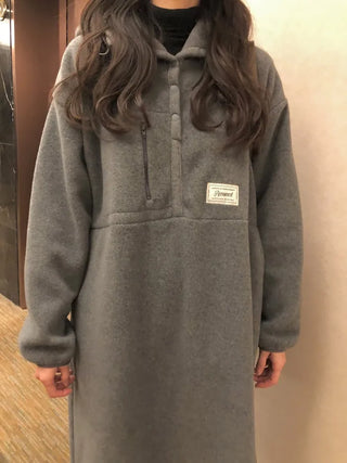 (3 colors) Anorak Hooded Fleece Dress