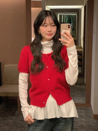 (5 colors) Angora Short-Sleeve Cardigan