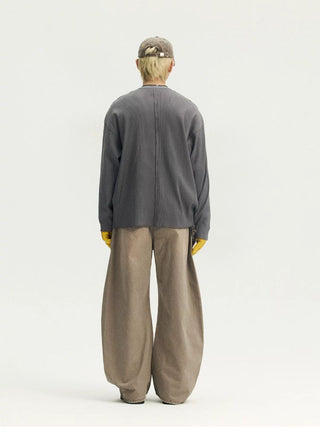 [Monterest] Waffle Weave Washed Print Long Sleeve Tee