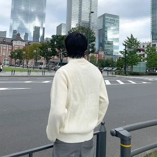 High-neck knit zip-up