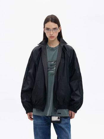 [MASONPRINCE] Stand Collar Double-Sided Plaid Jacket