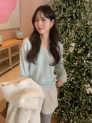(3 colors) Boat neck loose fit knit