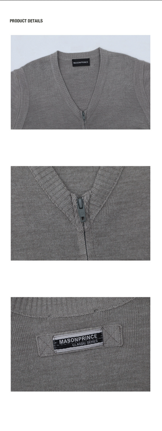 [MASONPRINCE] Washed Structured V-Neck Cardigan