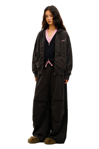 [Moromoro2] Star Studded Distressed Hoodie &  Pants