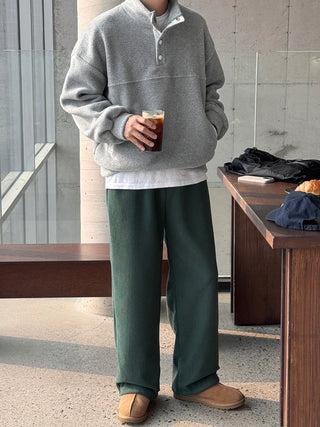 Steady Fleece-Lined Corduroy Wide Pants