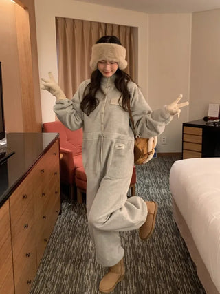 (2 colors) Anorak Fleece Jumpsuit