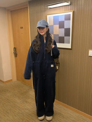(2 colors) Anorak Fleece Jumpsuit