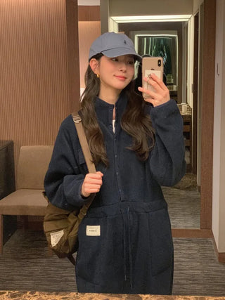 (2 colors) Anorak Fleece Jumpsuit