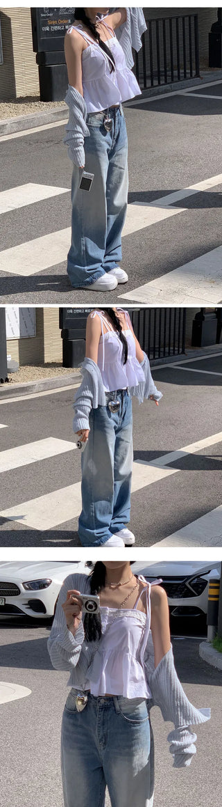 4-Season Sole Wide Denim Pants - 4 Colors