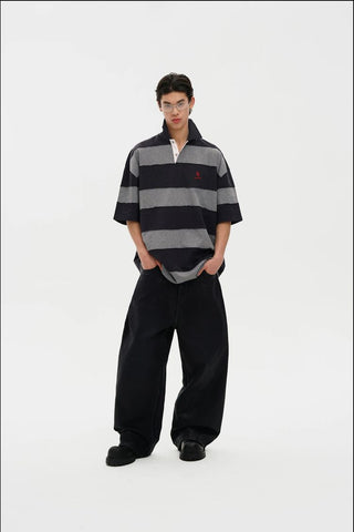 [MASONPRINCE] Heavy Cotton Striped Rugby Polo