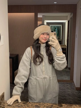 (2 colors) Anorak Fleece Jumpsuit
