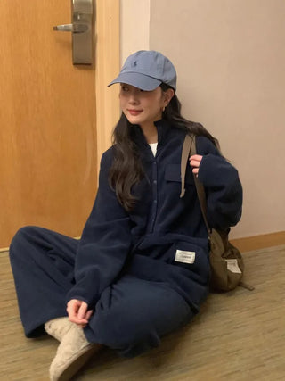 (2 colors) Anorak Fleece Jumpsuit