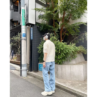 Wide denim pants
