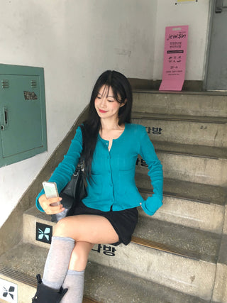 Perforated Cotton Cardigan