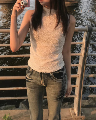 lace flower half sleeveless (3color)
