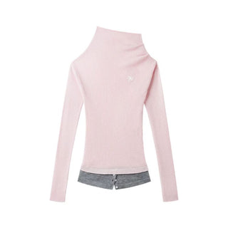 [NOTAWEAR] Wool Blend Asymmetric Layered Knit  Top