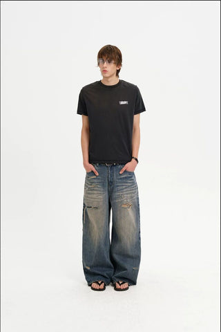 [MASONPRINCE] Distressed Wide Leg Jeans