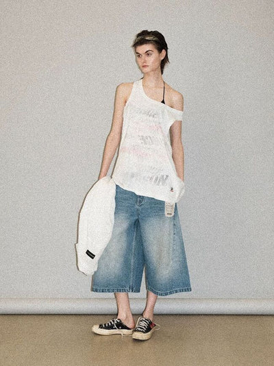 [MASONPRINCE] Cotton-Linen Graffiti Print Tank Top / Tee