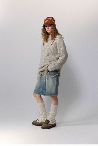 [Monterest] Multicolor Yarn Blend Crewneck Sweater